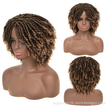 Short Curly Synthetic Blonde Wigs Hairstyles Black Wig Short Hair Afro Kinky Curly Wigs With Bangs For Black Women African